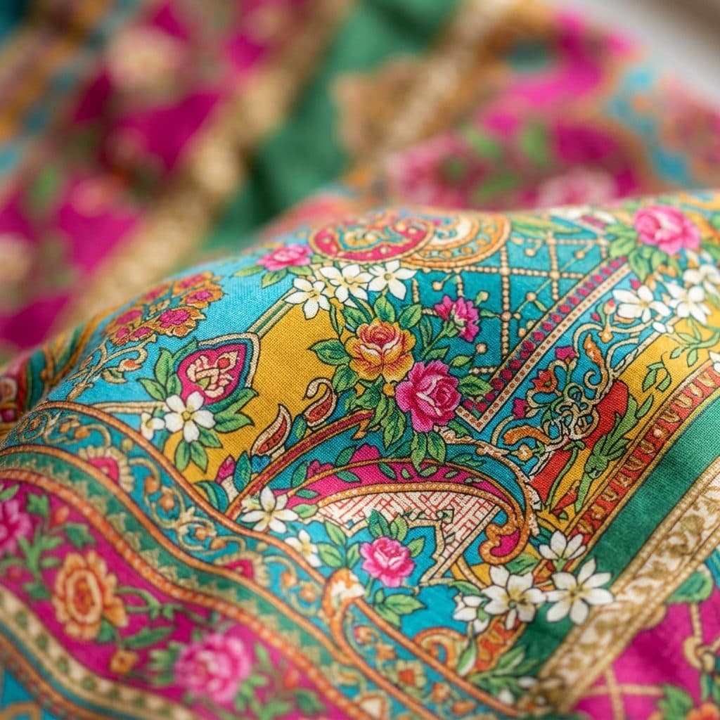 Digital lawn fabric printing Pakistan floral pattern